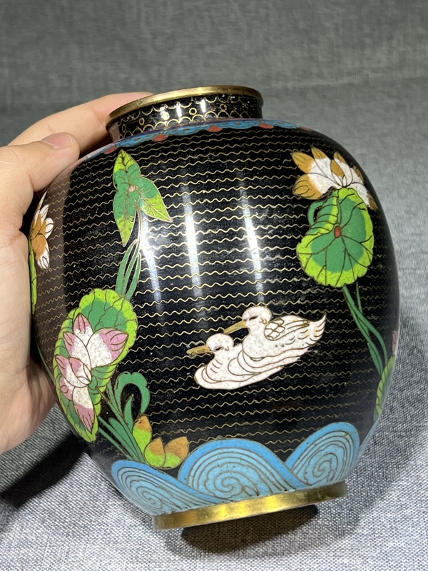 古玩陶瓷【清倉大處理】晚清銅胎畫琺瑯蓋罐拍賣,當前價格888元