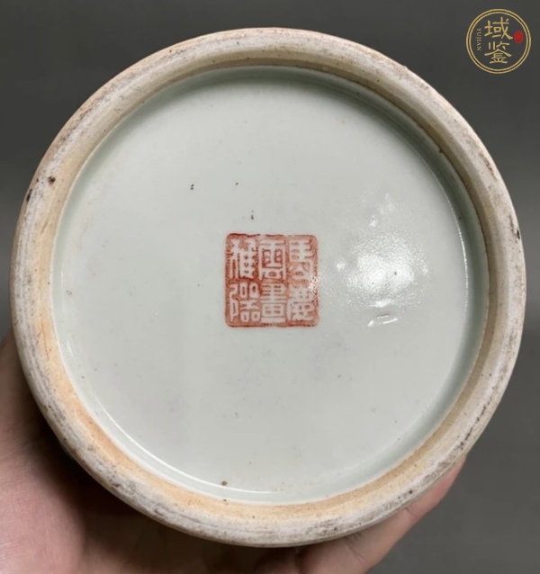 古玩陶瓷淺絳彩人物故事紋撇口瓶，模糊，偏老真品鑒賞圖