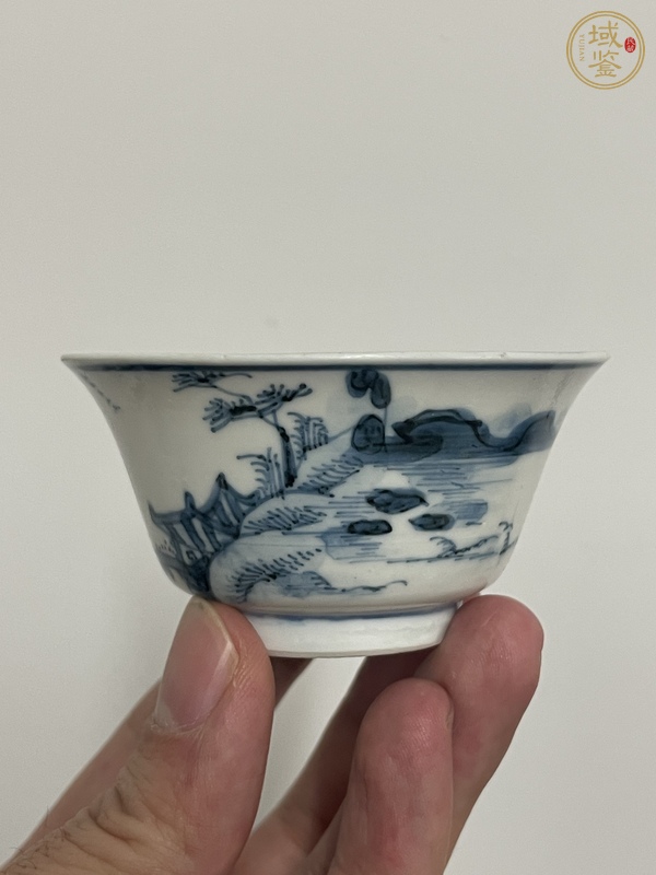 古玩陶瓷青花山水人物紋杯 真品鑒賞圖