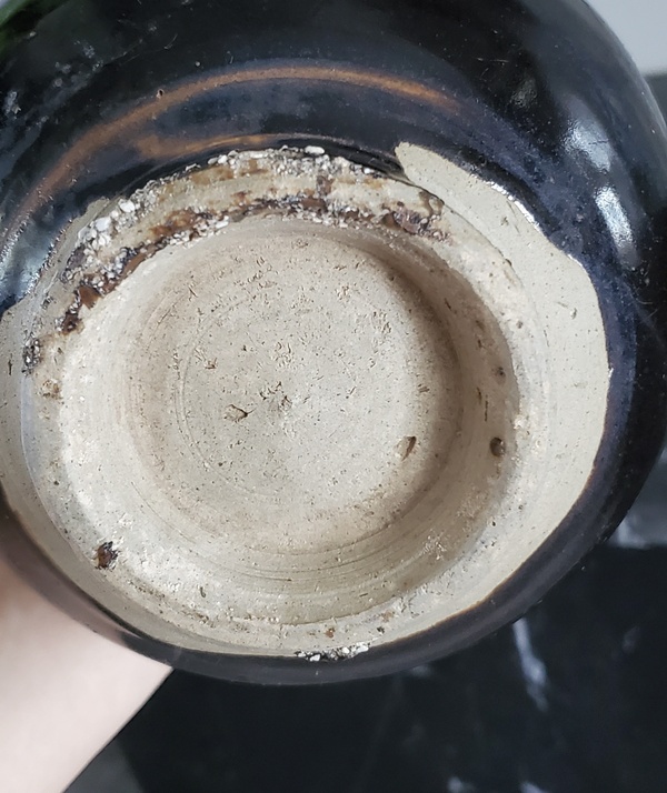 古玩陶瓷明代耀州窯白地黑花花卉紋玉壺春瓶拍賣，當前價格12800元