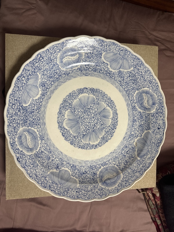 古玩陶瓷花卉紋青花盤拍賣,當前價格5600元