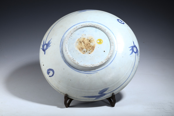 古玩陶瓷明晚·青花鳳凰牡丹紋大盤拍賣，當(dāng)前價(jià)格3000元