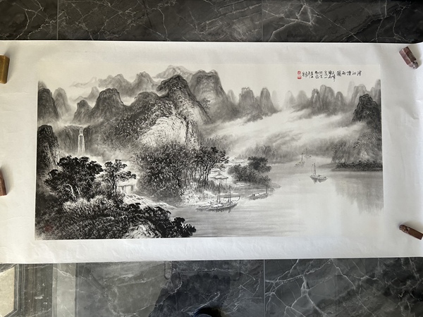 古玩轉(zhuǎn)賣許志仁老師精品《清江煙雨圖》拍賣，當(dāng)前價(jià)格680元