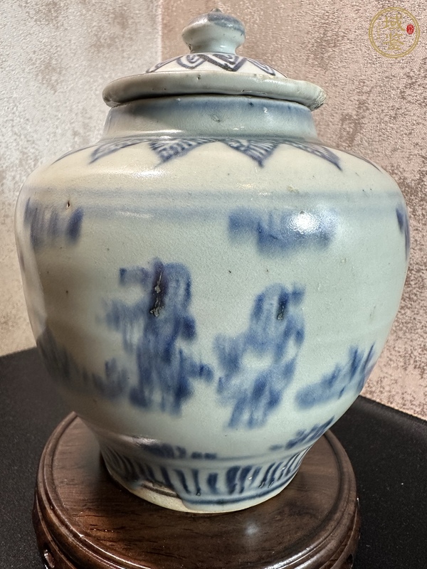 古玩陶瓷青花高士圖大蓋罐真品鑒賞圖