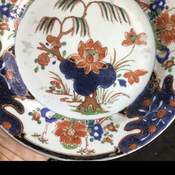 古玩陶瓷【精品】康熙青花五彩荷蓮圖折沿盤拍賣，當(dāng)前價格0元