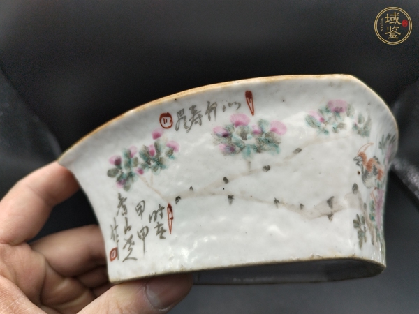 古玩陶瓷花鳥紋角碗真品鑒賞圖