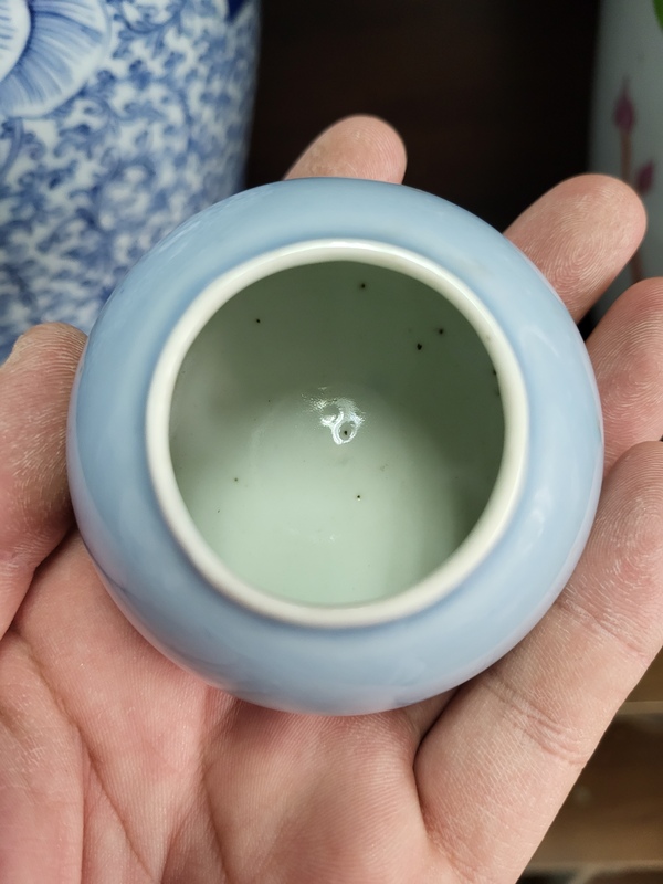 古玩陶瓷天藍釉水盂拍賣,當前價格6800元