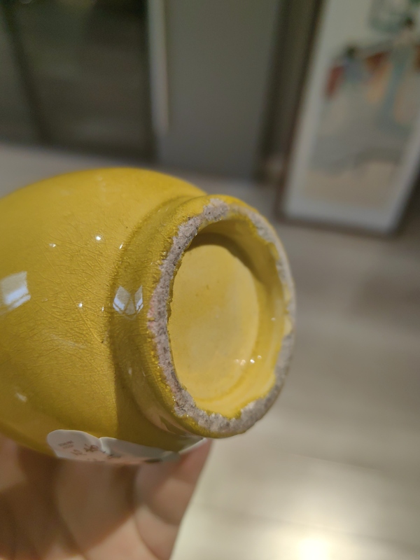 古玩陶瓷檸檬黃釉貼塑螭龍紋撇口賞瓶拍賣,當前價格4999元
