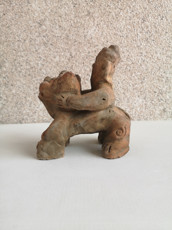 古玩陶瓷陶胎騎獅神像拍賣,當前價格580元