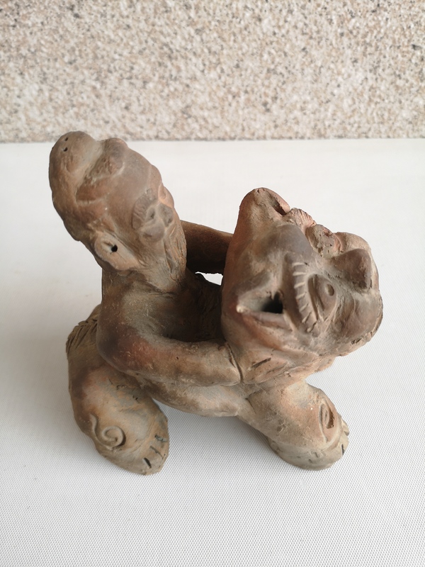 古玩陶瓷陶胎騎獅神像拍賣,當前價格580元