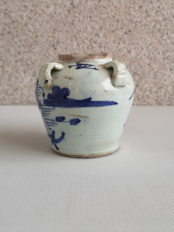 古玩陶瓷青花花卉紋四系壺拍賣,當前價格680元