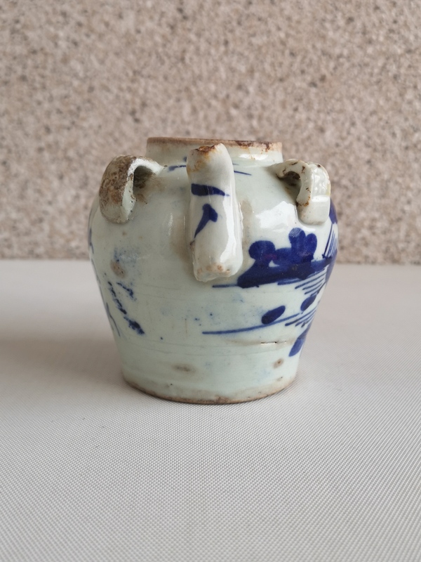 古玩陶瓷青花花卉紋四系壺拍賣,當前價格680元