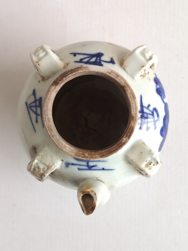 古玩陶瓷青花花卉紋四系壺拍賣,當前價格680元