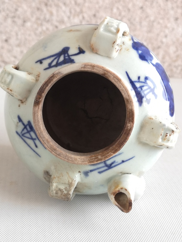 古玩陶瓷青花花卉紋四系壺拍賣,當前價格680元