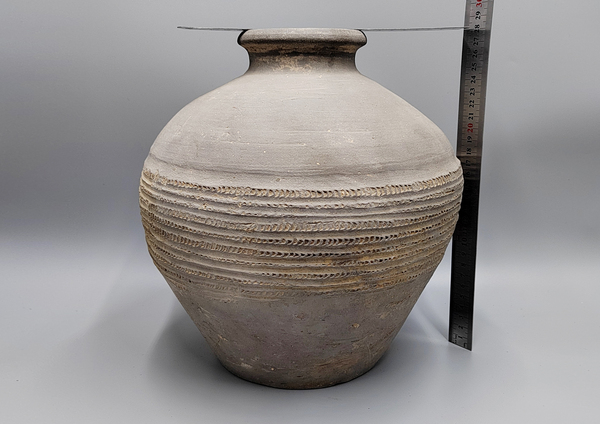 古玩陶瓷館藏級珍品戰漢繩紋大罐【器型碩大】拍賣,當前價格998元