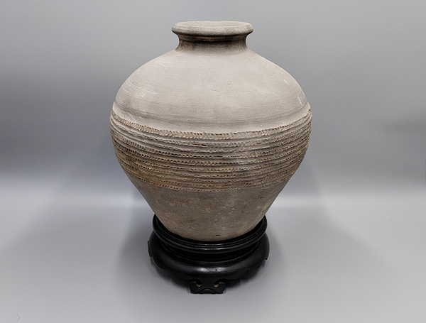 古玩陶瓷館藏級珍品戰漢繩紋大罐【器型碩大】拍賣,當前價格998元