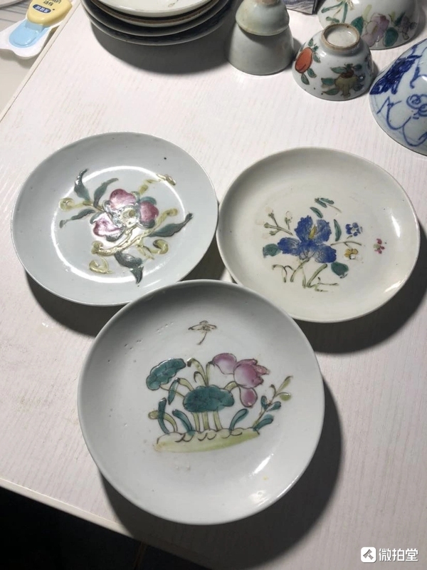古玩陶瓷民國粉彩花卉紋盤拍賣,當前價格208元