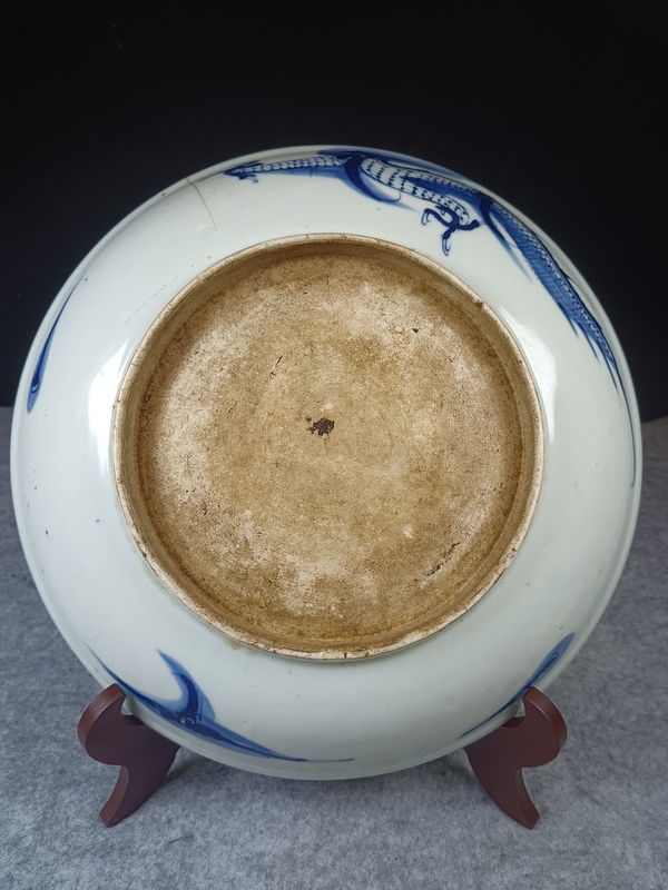 古玩陶瓷清三代雍乾細路青花過墻龍大賞盤直徑28.5cm拍賣,當前價格5988元