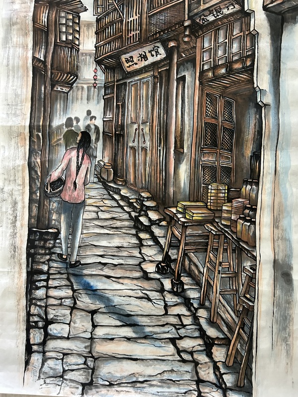 古玩字畫袁彬《古鎮(zhèn)瑤》拍賣,當前價格788元