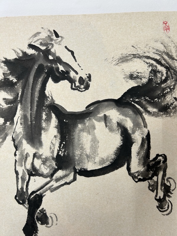 古玩字畫傅湘茗《奔馬》拍賣,當前價格358元