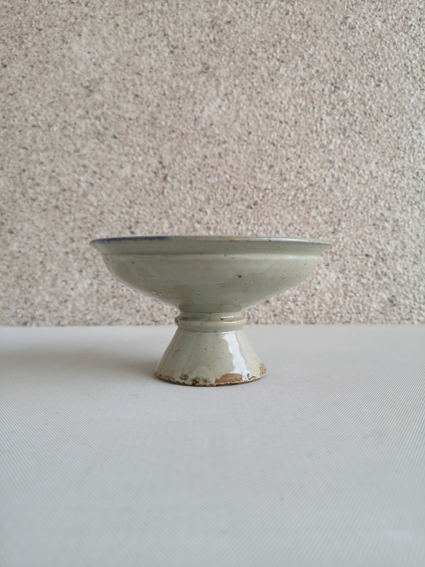 古玩陶瓷青花彩繪花卉紋高足盤拍賣,當前價格345元