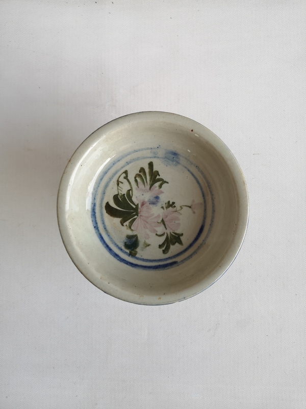 古玩陶瓷青花彩繪花卉紋高足盤拍賣,當前價格345元