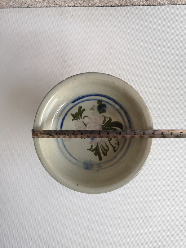古玩陶瓷青花彩繪花卉紋高足盤拍賣,當前價格345元