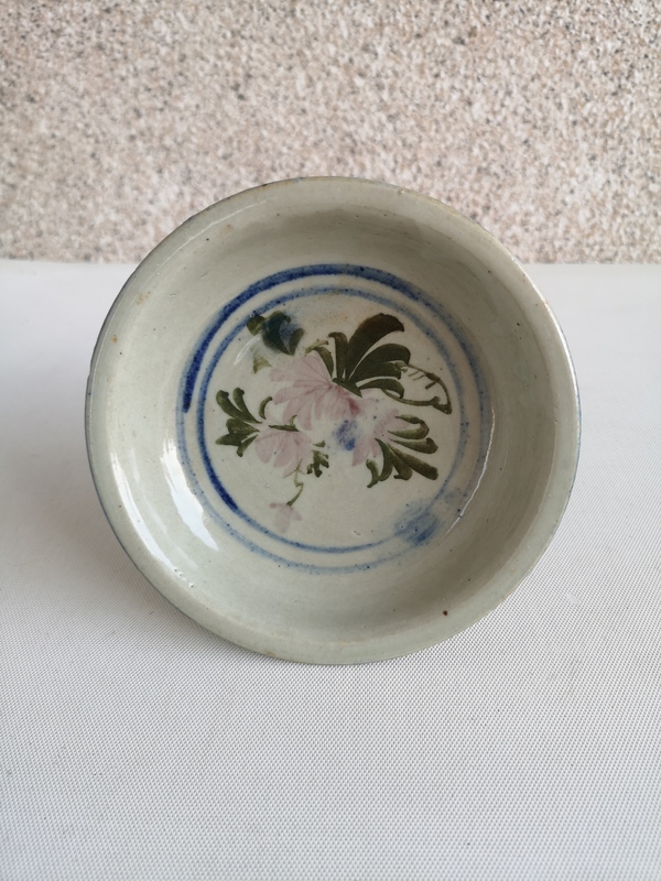 古玩陶瓷青花彩繪花卉紋高足盤拍賣,當前價格345元