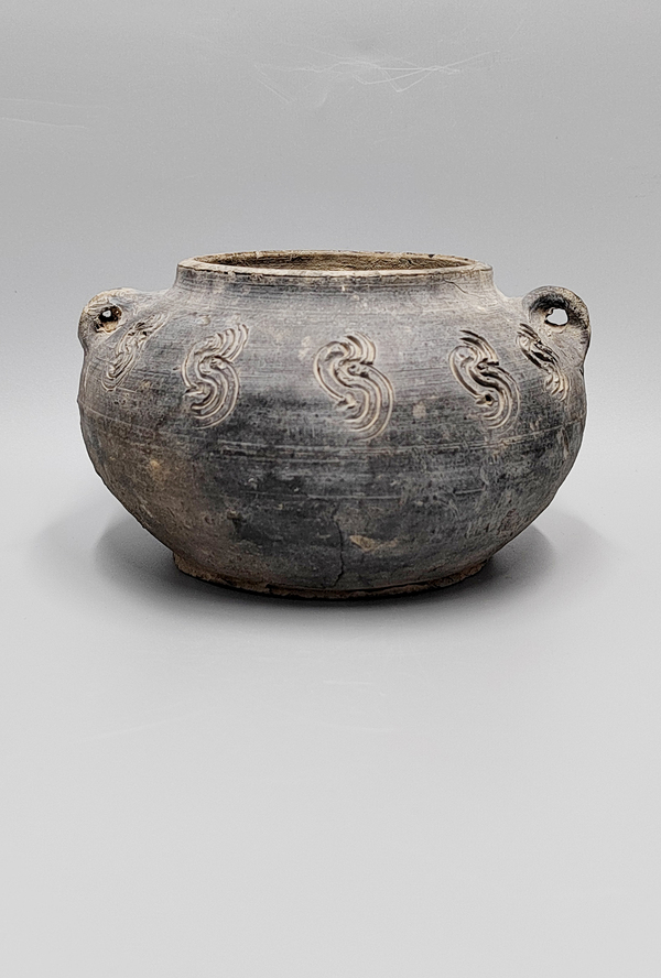 古玩陶瓷唐代黑陶刻劃鳳紋茶器拍賣,當前價格5600元