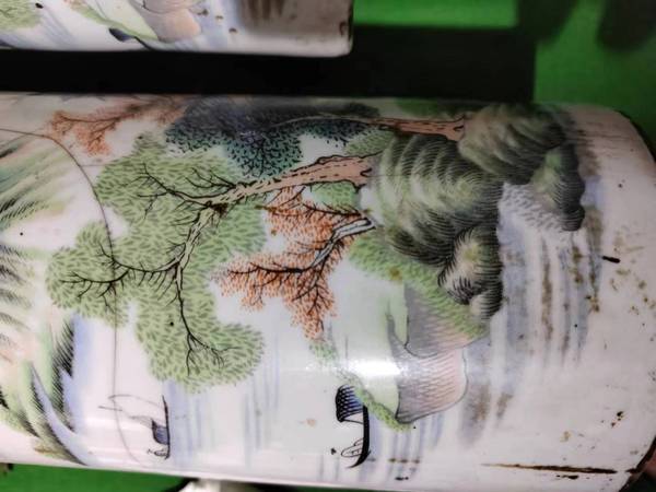 古玩陶瓷民國山水紋帽筒拍賣,當前價格1688元
