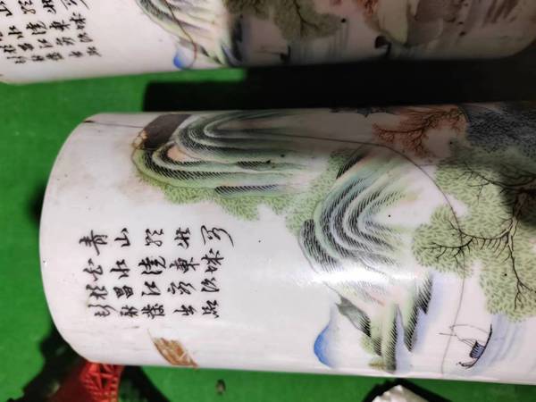 古玩陶瓷民國山水紋帽筒拍賣,當前價格1688元