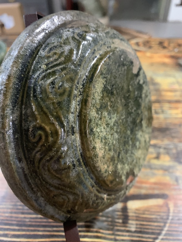 古玩陶瓷漢代精品綠釉印花盆拍賣,當(dāng)前價格3280元