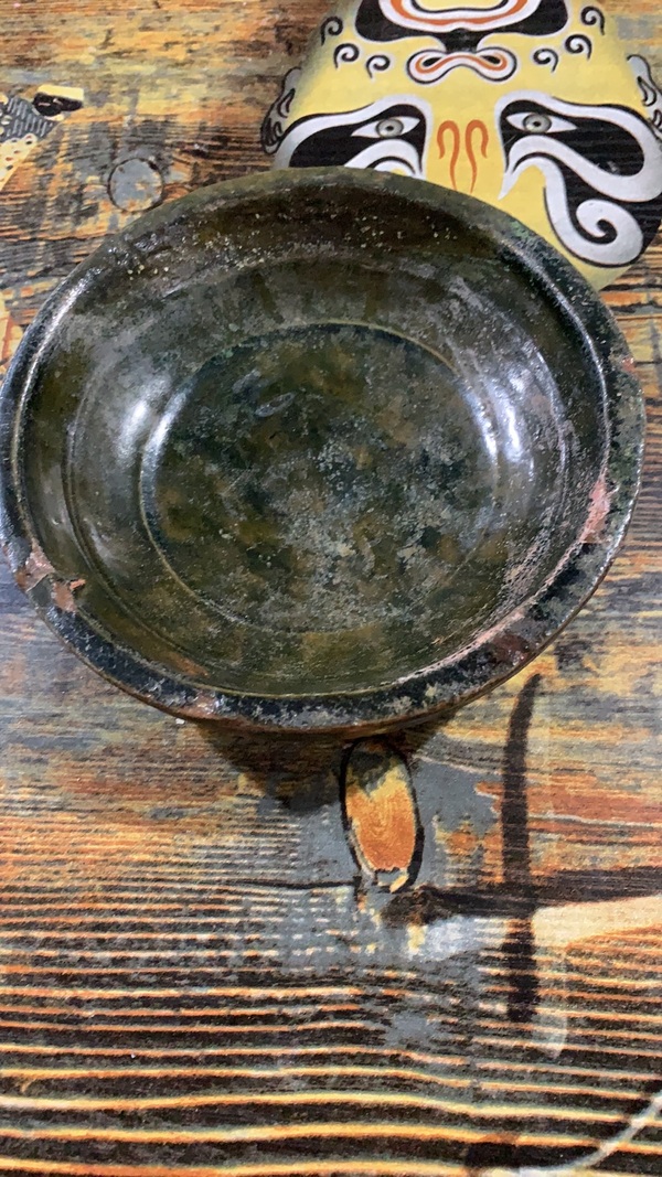 古玩陶瓷漢代精品綠釉印花盆拍賣,當(dāng)前價格3280元