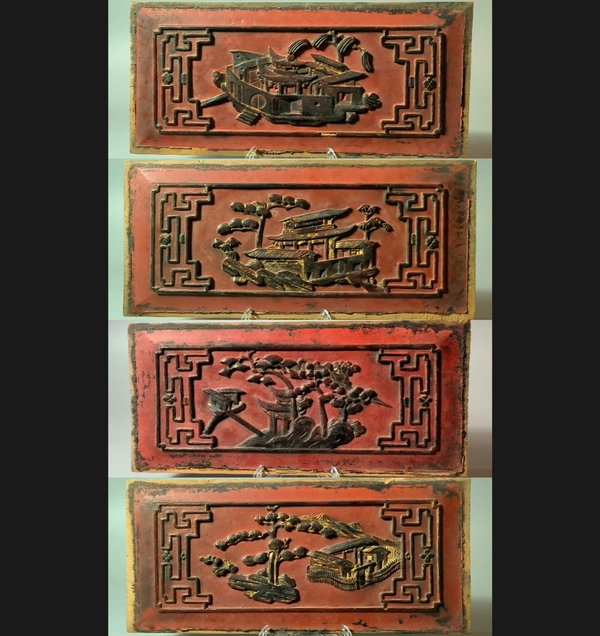 古玩雜項漆金樓閣花板拍賣，當前價格618元