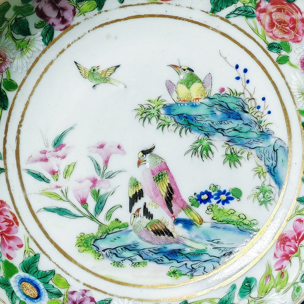 古玩陶瓷廣彩花鳥紋盤真品鑒賞圖