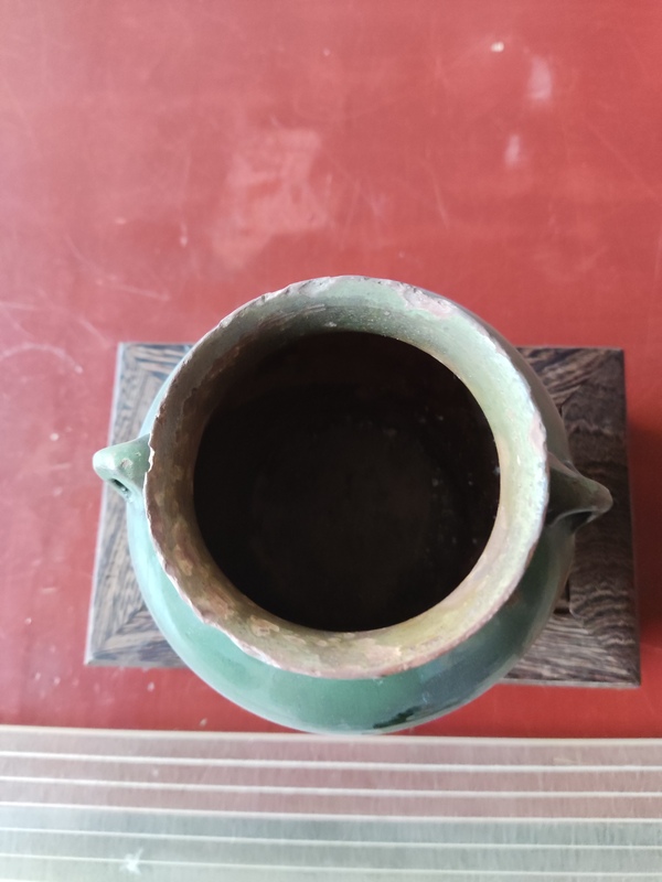 古玩陶瓷清代綠釉雙系罐拍賣,當(dāng)前價(jià)格288元
