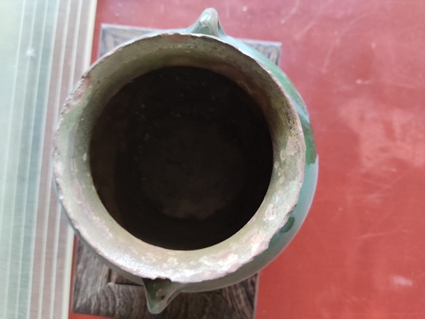 古玩陶瓷清代綠釉雙系罐拍賣,當(dāng)前價(jià)格288元
