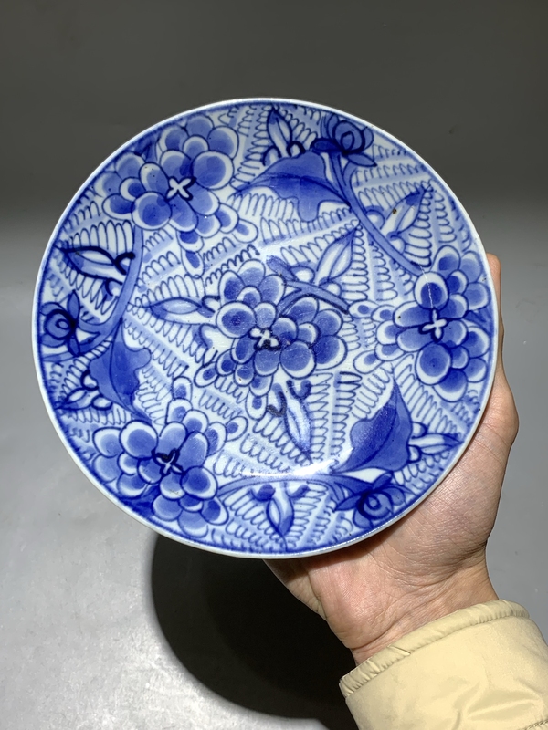 古玩陶瓷清康熙青花葡萄紋盤拍賣,當(dāng)前價(jià)格1888元