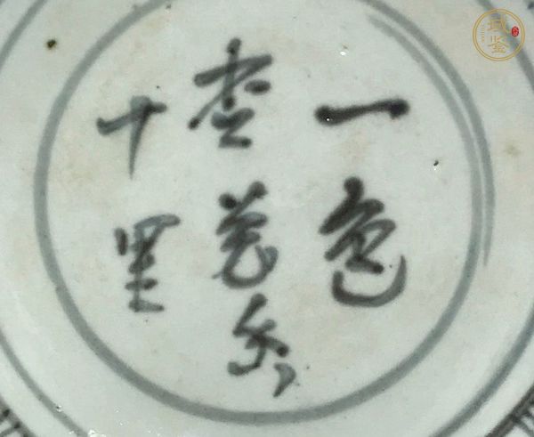 古玩陶瓷青花詩文盤真品鑒賞圖