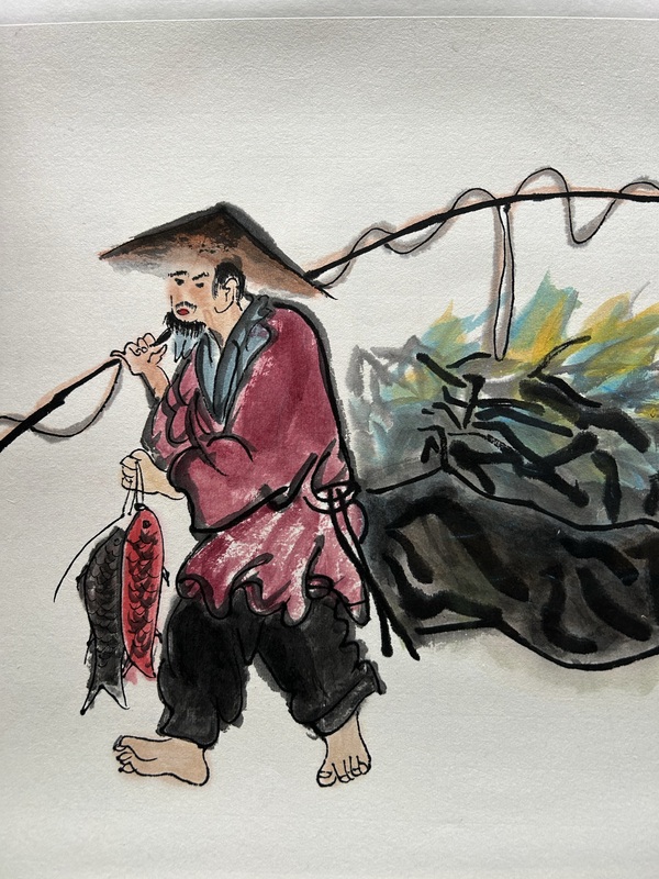 古玩字畫范智新《魚獲》拍賣,當前價格375元
