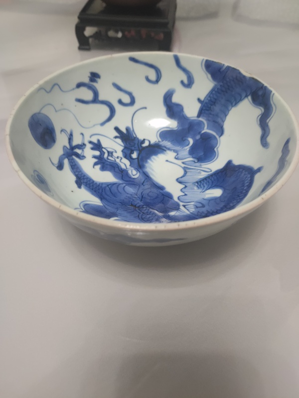 古玩轉賣青花過墻龍紋碗拍賣，當前價格0元