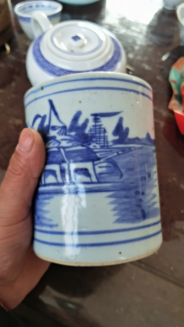 古玩陶瓷青花山水人物紋筆筒拍賣,當前價格3600元