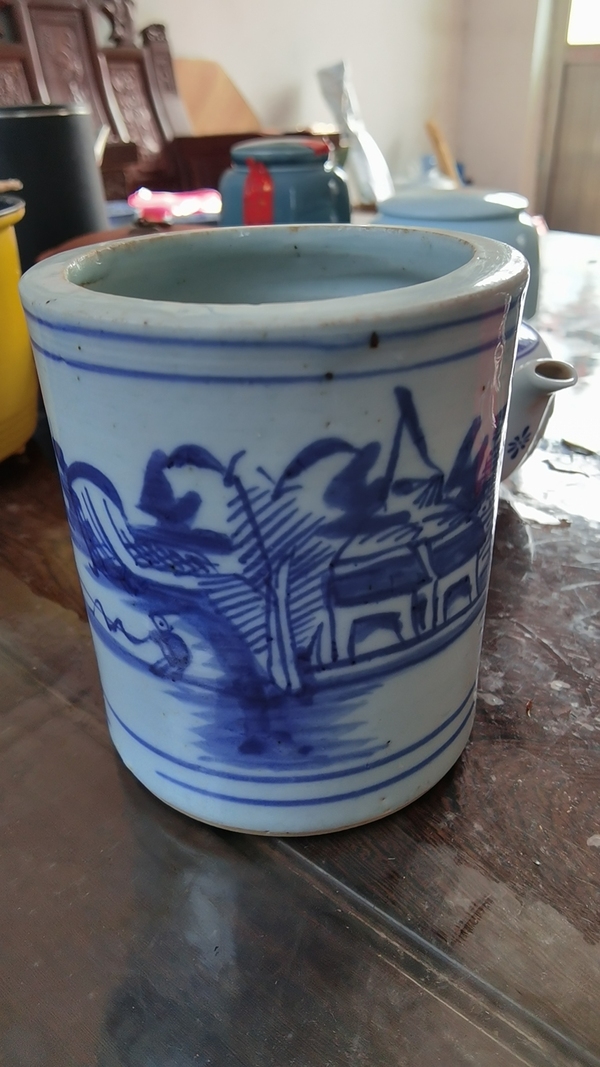 古玩陶瓷青花山水人物紋筆筒拍賣,當前價格3600元