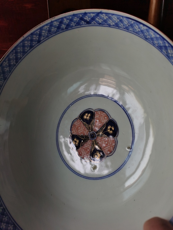 古玩陶瓷【精美大碗】晚清青花加彩喜上眉梢大碗拍賣,當(dāng)前價格600元