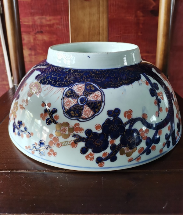 古玩陶瓷【精美大碗】晚清青花加彩喜上眉梢大碗拍賣,當(dāng)前價格600元