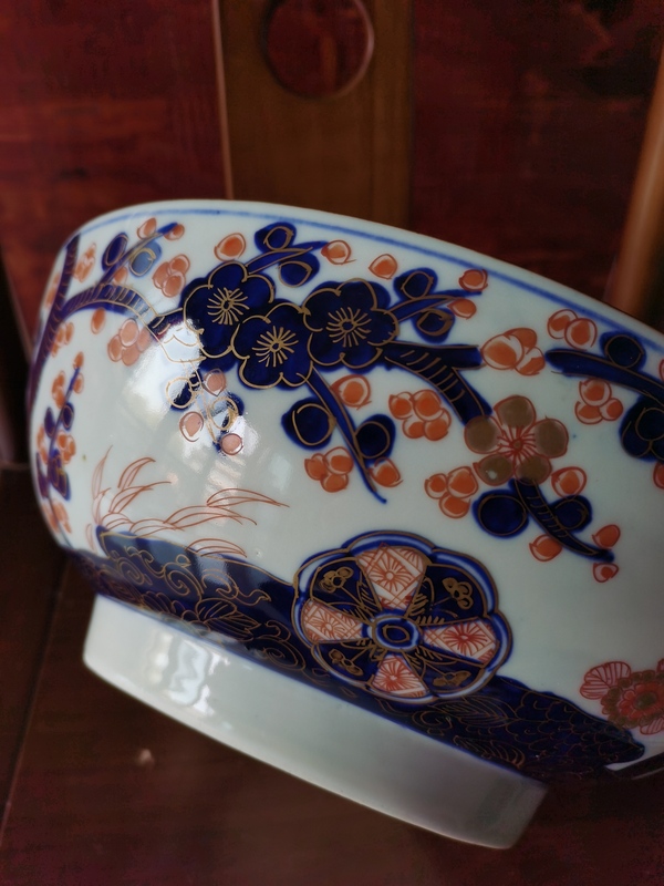 古玩陶瓷【精美大碗】晚清花卉紋青花加彩碗拍賣,當前價格3600元