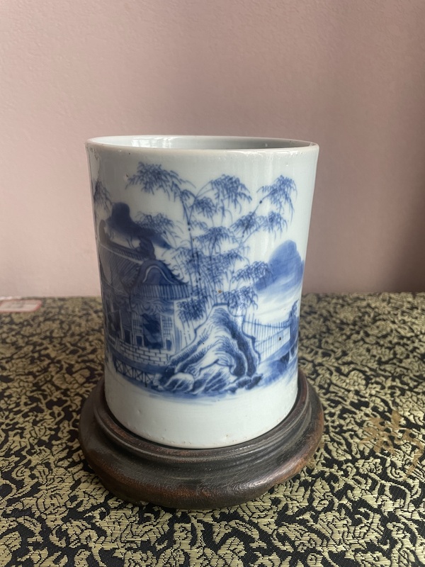 古玩陶瓷山水紋青花筆筒拍賣,當前價格25000元