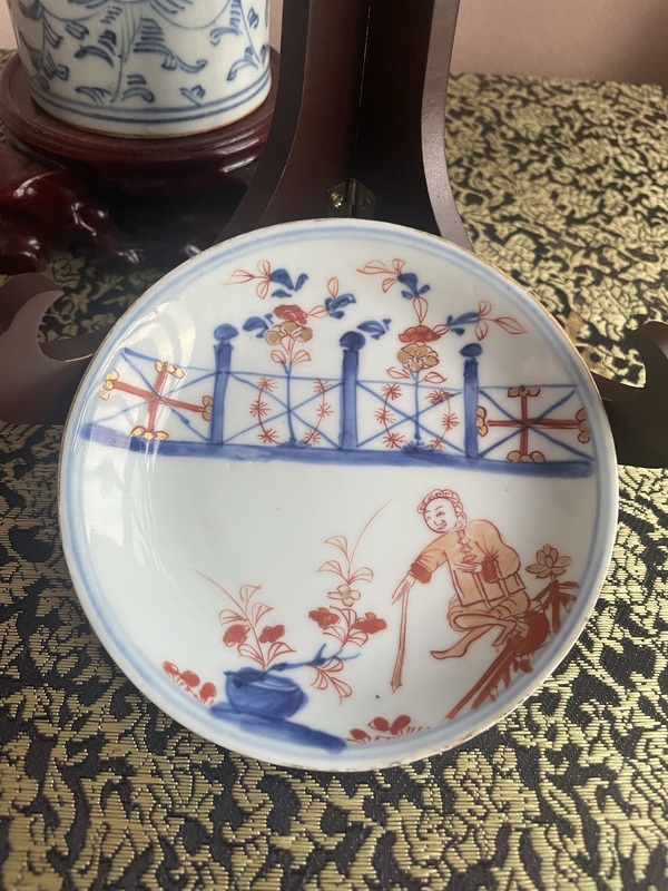 古玩陶瓷青花礬紅西洋人物盤拍賣,當前價格2000元