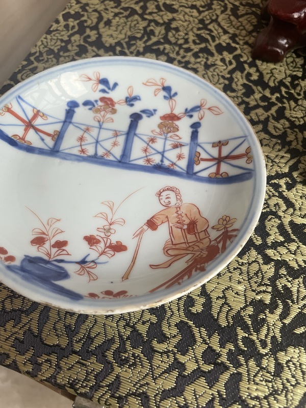 古玩陶瓷青花礬紅西洋人物盤拍賣,當前價格2000元