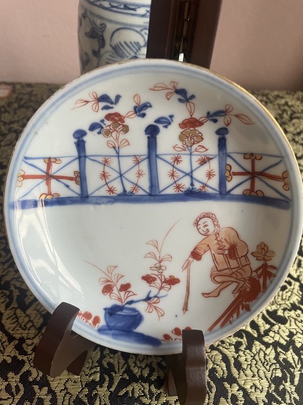 古玩陶瓷青花礬紅西洋人物盤拍賣,當前價格2000元